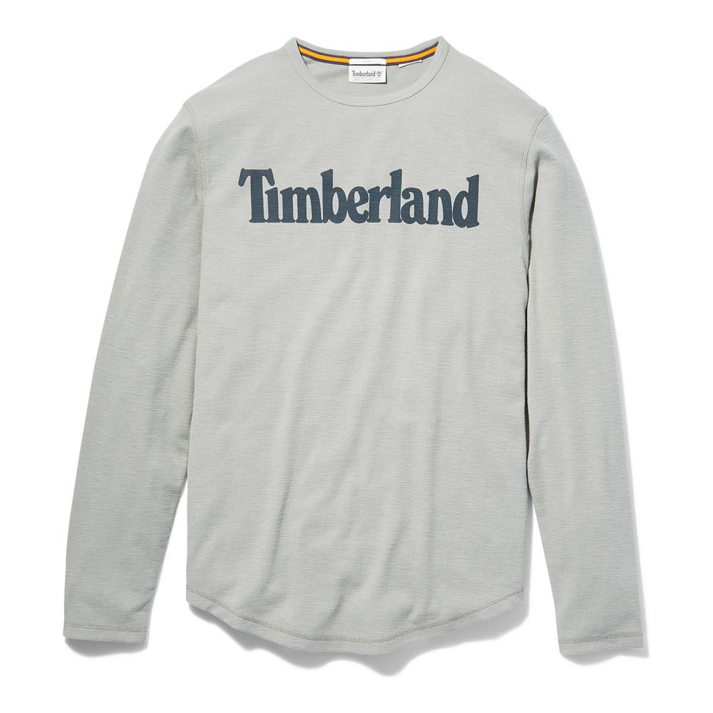 Timberland Mens Shirts Dyer River Slim-Fit Long-Sleeve Waffle-Knit - Grey - India QT9045763